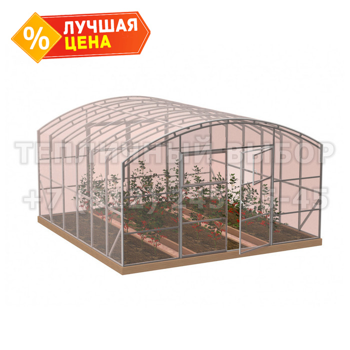 Теплица из поликарбоната-фито Усиленная Прямостенная 5х4 h=2.4 м профиль 20х40 мм