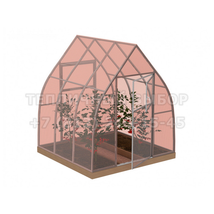 Теплица из поликарбоната-фито Усиленная Капелька 2,1х2 h=2.3 м профиль 25х25 мм