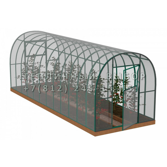 Теплица из поликарбоната Усиленная Арочная 2,1х8 h=2 м профиль 25х25 мм Зеленый