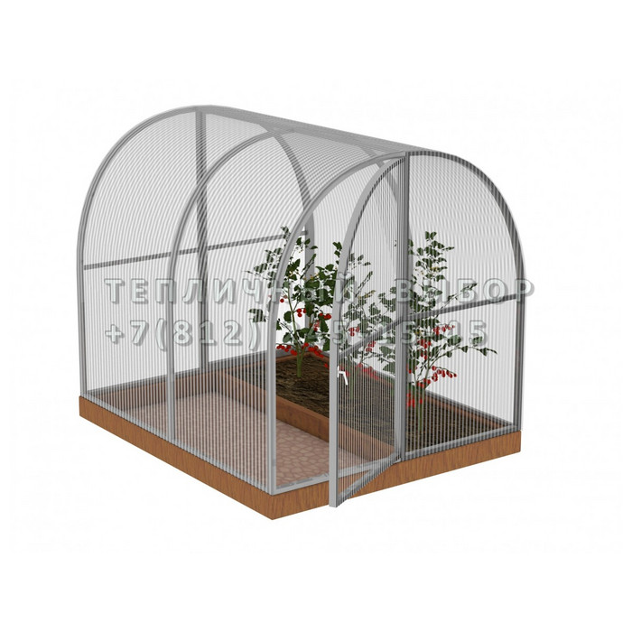 Теплица из поликарбоната Арочная 1,6х2 h=1.68 м профиль 20х20 мм